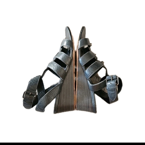 Balenciaga Womens Gray Arena Studded Gladiator Wedge 37.5 - Picture 10 of 14